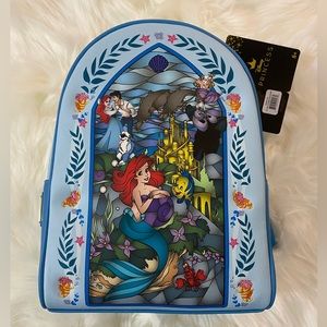 New Loungefly Disney Princess Series Little Mermaid Stain Glass Backpack NWT